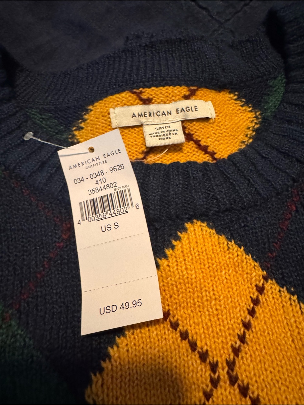 American Eagle Argyle Sweater NWT